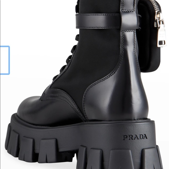 !!!SOLD!!!!Prada Leather Zip Pocket Combat Booties - Picture 3 of 5